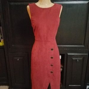 Rust faux suede dress